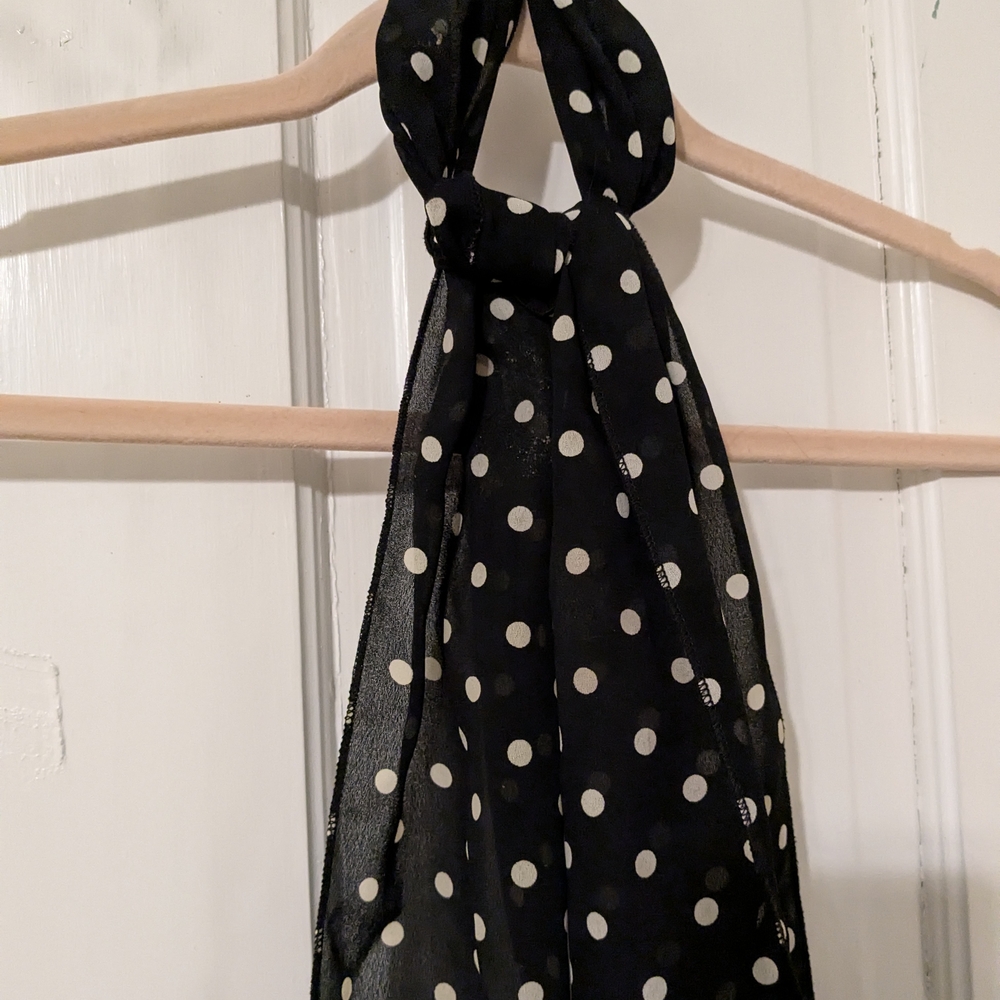 Black & White Polka Dot Scarf, Versatile, Barely Used